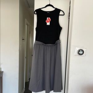 Cider Black and Gray Midi Dress